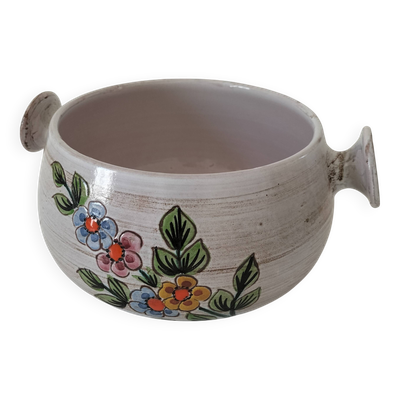 Plat grès émaillé motif floral