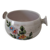 Plat grès émaillé motif floral