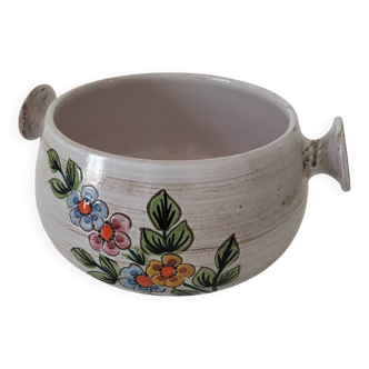 Glazed stoneware dish with floral motif