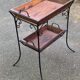 Vintage dessert table in wrought iron and solid wood with double top.