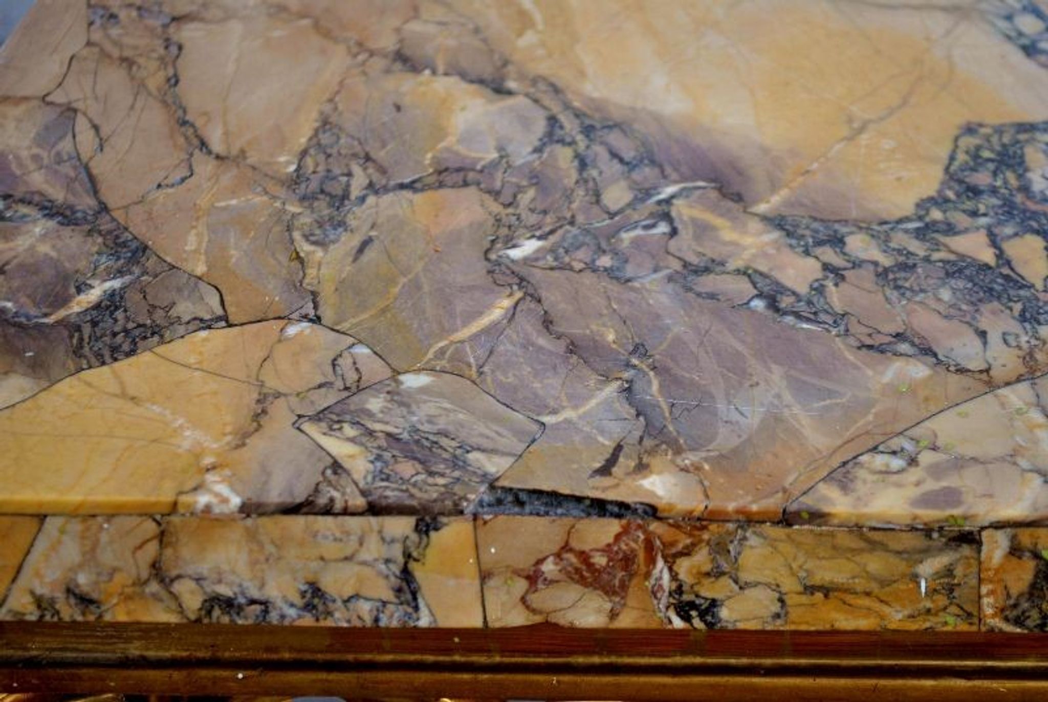 Rococo console Golden wood Roman marble XVII
