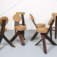Original set of 4 tripod chairs by Frida Minet and Adrien Audoux, 1950s, France