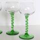 Set de 4 verres à vin blanc, pied vert, Français, vintage