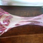 Grand vase corolle évasé 50cm - moucheté rose & blanc Design 70'