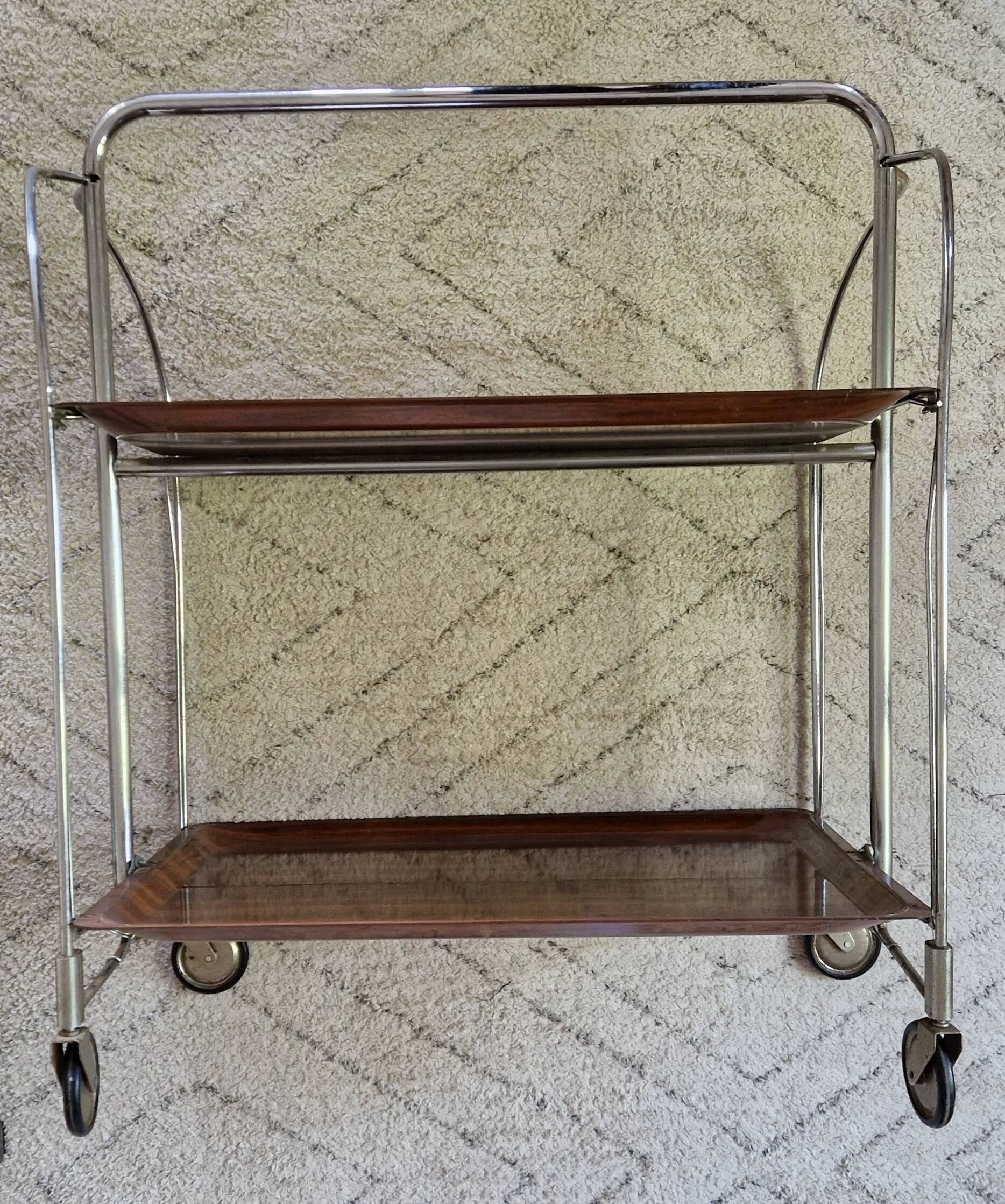 Desserte roulante pliante vintage années 70