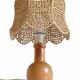 Mid-Century Bohemian Table Lamp, Pine Wood & Raffia, Italy, 1970s