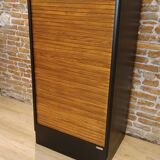 Black and wood curtain filing cabinet