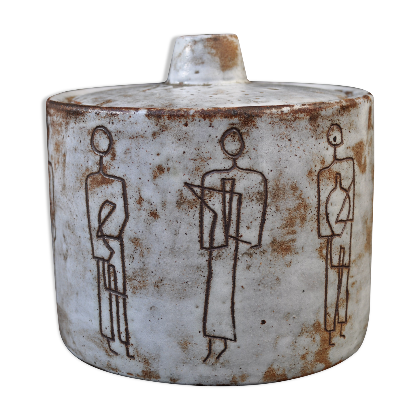 Art pottery lidd signed Kostanda A. Vallauris characters