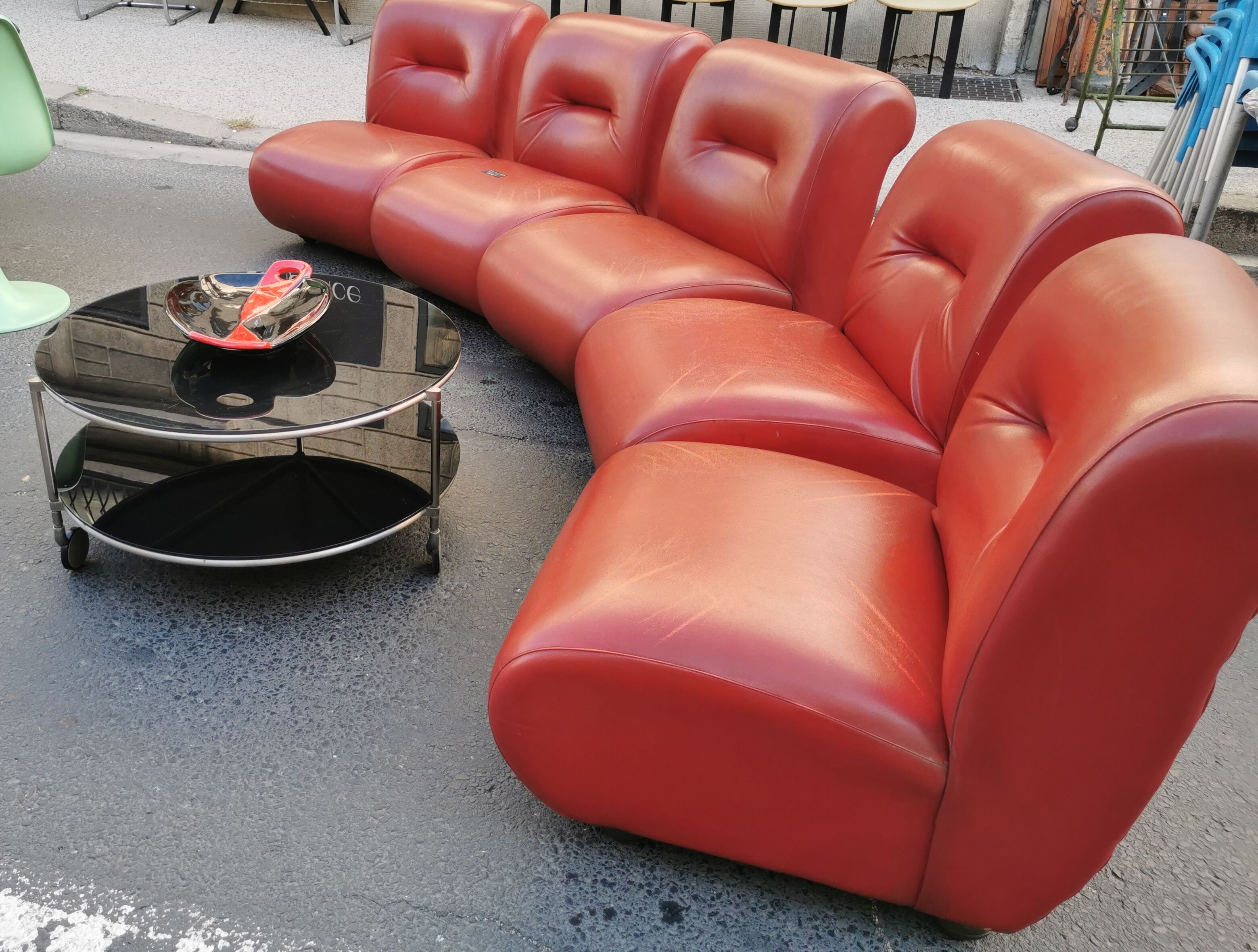 Suite of 5 vintage modular armchairs 60s