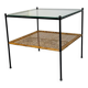 Table d'appoint ou table basse en rotin et verre de style danois moderniste du milieu du siècle