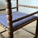 turned wood spool armchair velvet