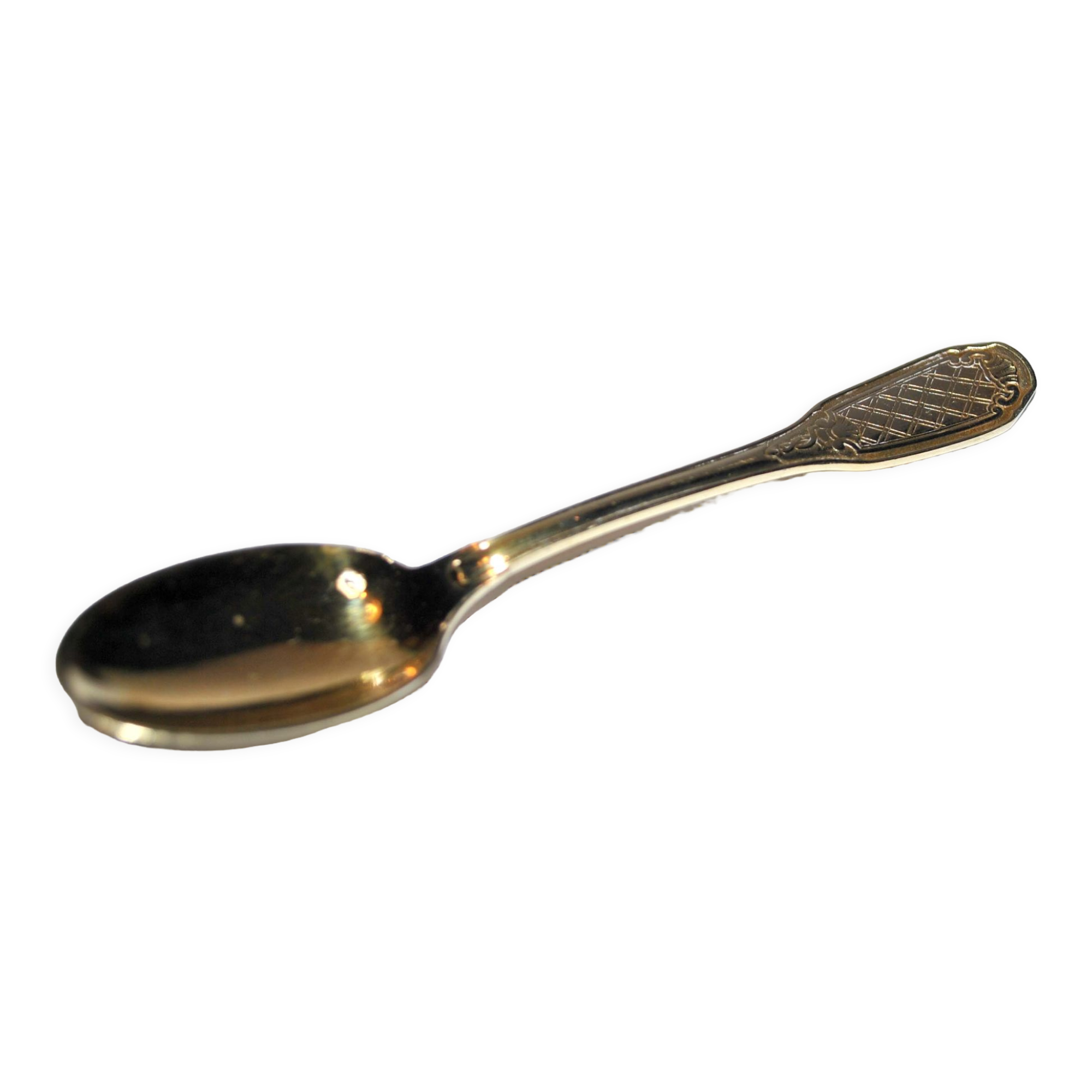 Precious set of 6 teaspoons and its sugar tongs in SOLID SILVER plated Gold Vermeil 19th s