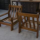 Pair of oak armchairs