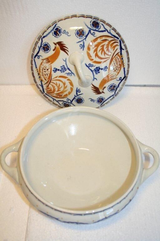 K & G Lunéville pattern gold Rooster tureen