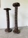 Pair of pedestal columns with oak pressing screws, 1900