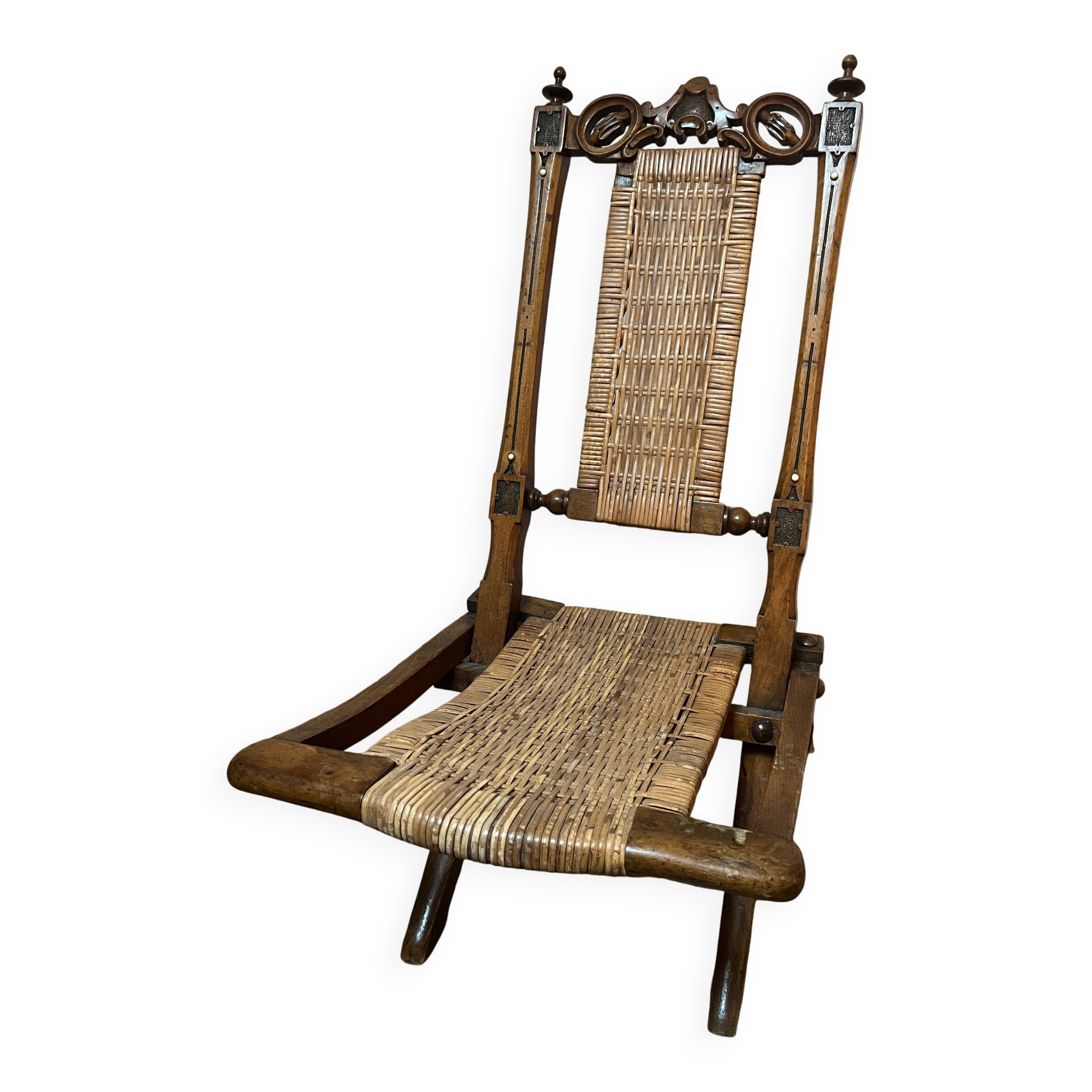 Victorian folding chair 19th century Gothic caning Art & Craft