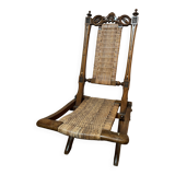 Victorian folding chair 19th century Gothic caning Art & Craft