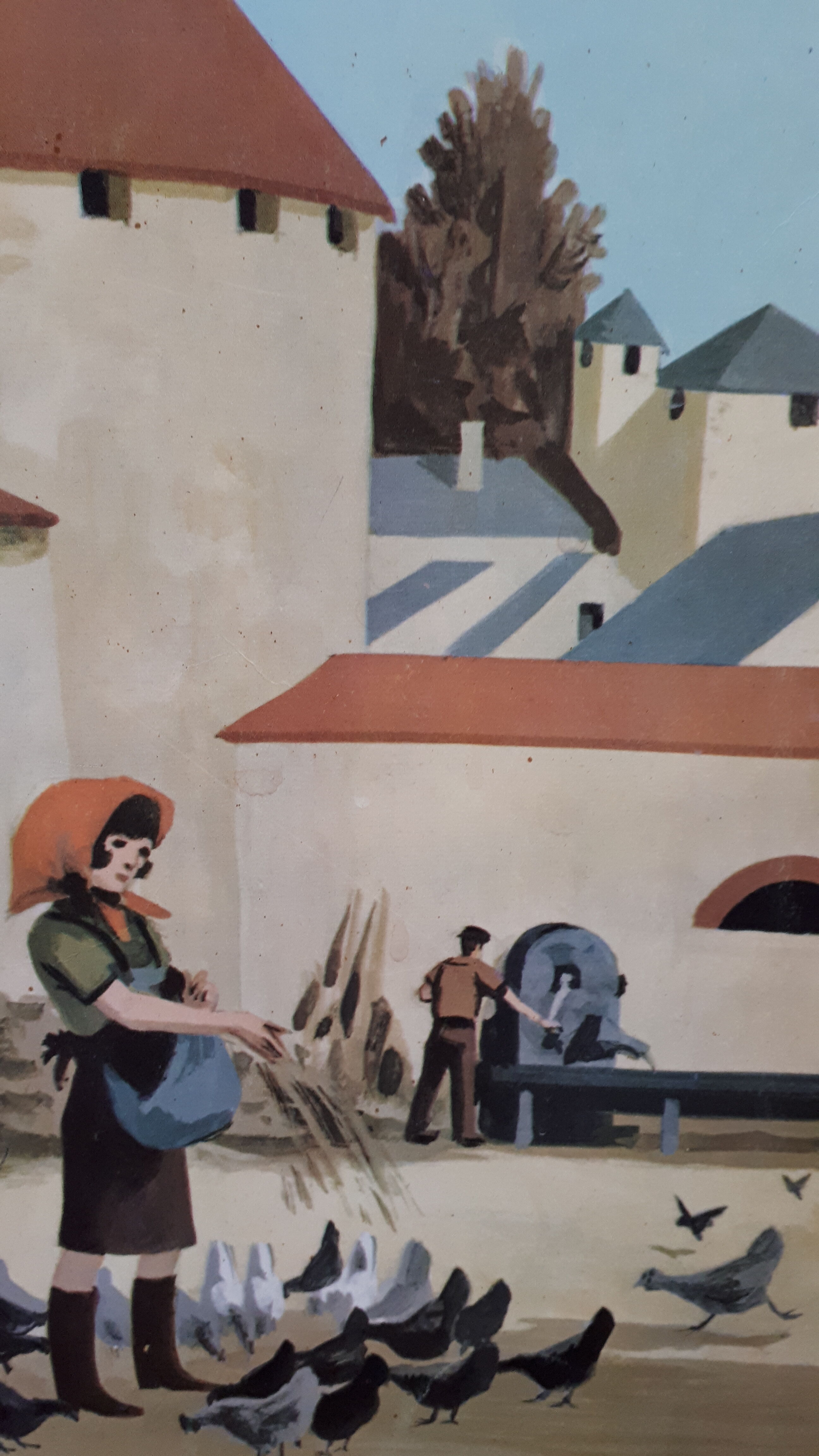 Map displays school lesson 'Village life' vintage 1967