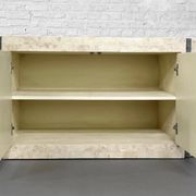 Vintage sideboard in stone and brass marquetry, 1980s
