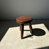 Brown solid wood stool flat circular seat