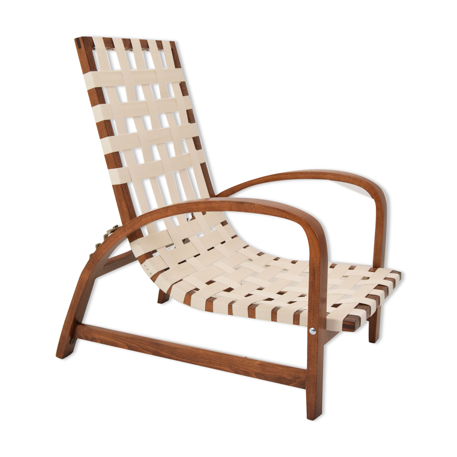 Art-deco adjustable armchair, designed by Jindrich Halabala,Restored,1930's