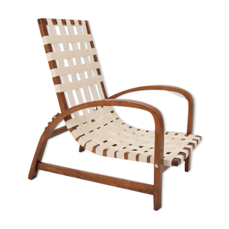 Art-deco adjustable armchair, designed by Jindrich Halabala,Restored,1930's