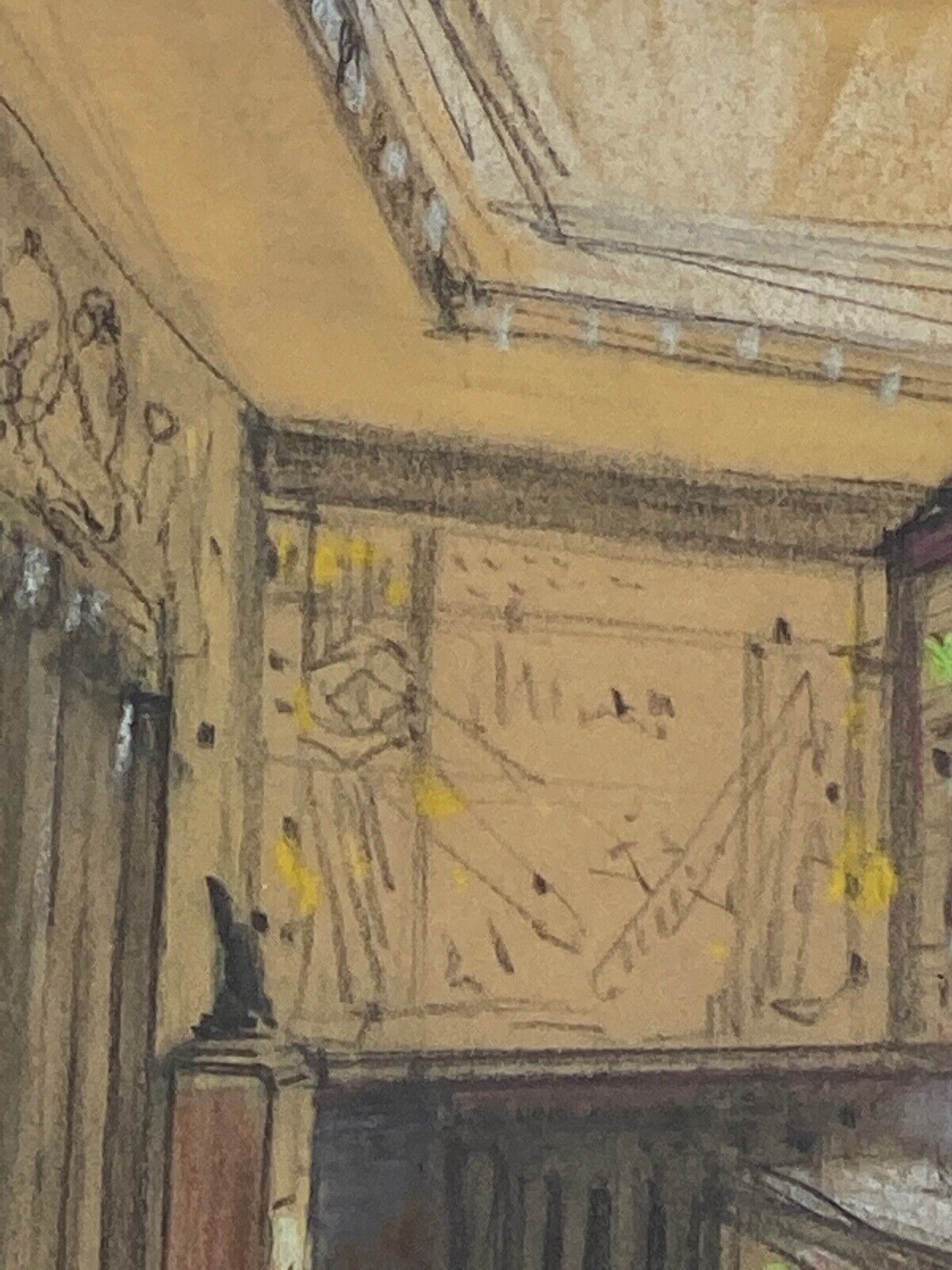 Watercolor sign andre brif or prif interior drawing library 1925