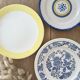 Mismatched yellow & blue plates