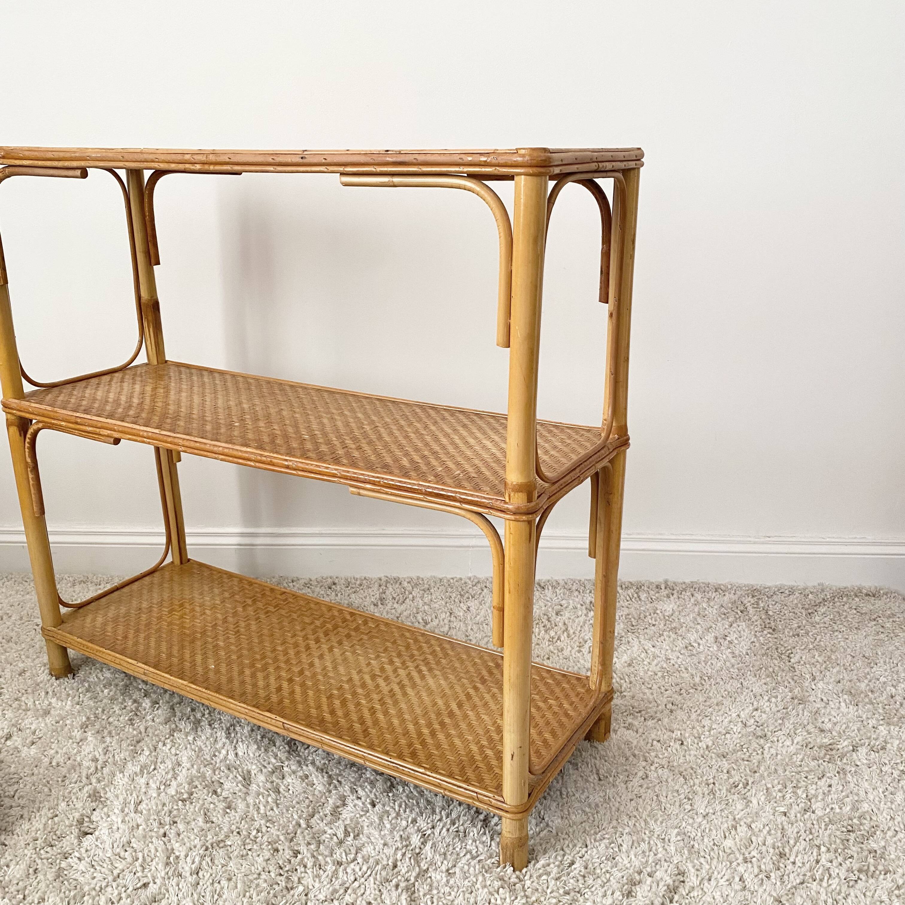 vintage rattan shelf
