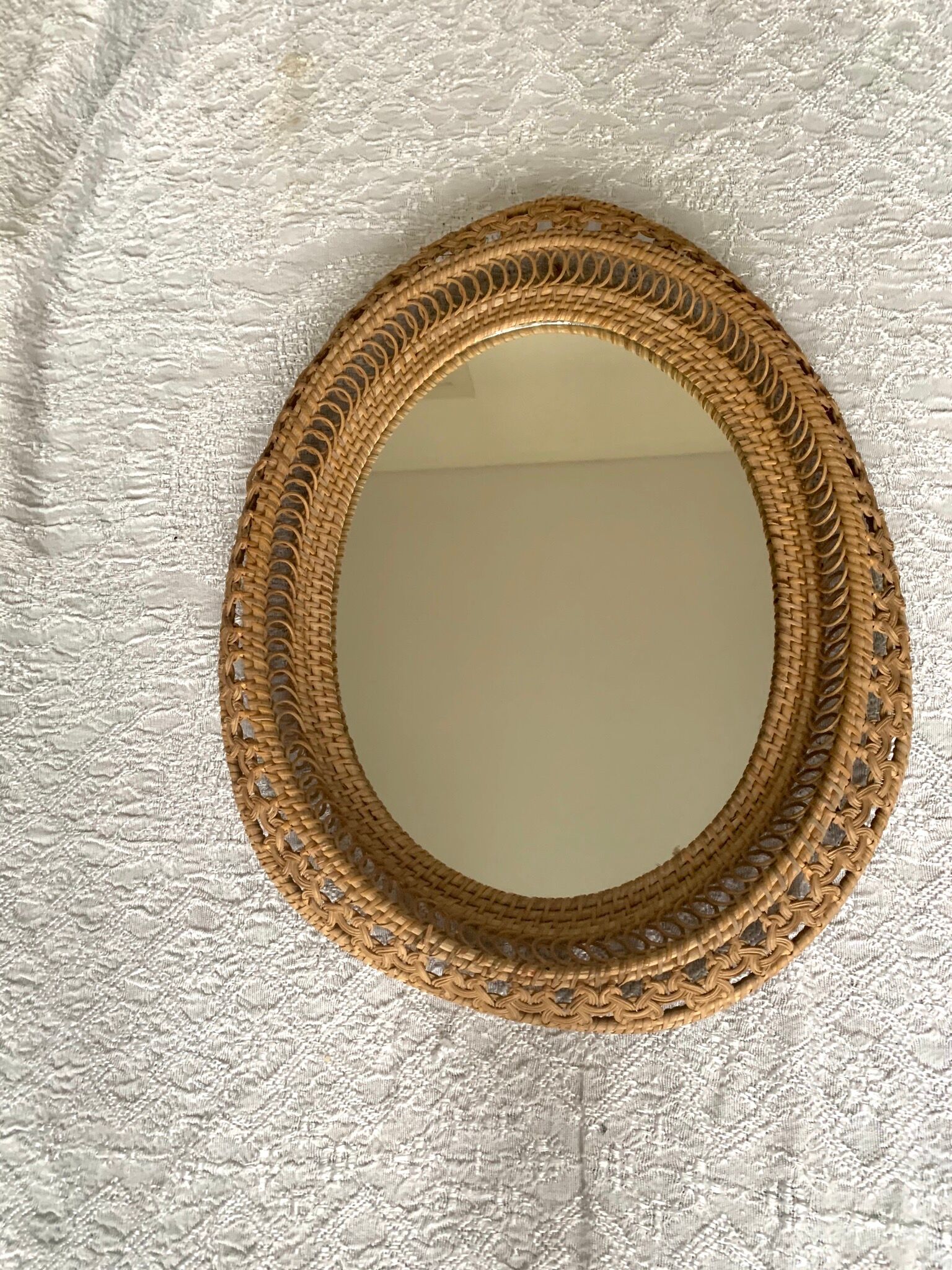 Vintage wicker mirror
