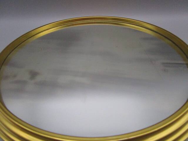Plateau miroir ancien  - rebord en métal doré