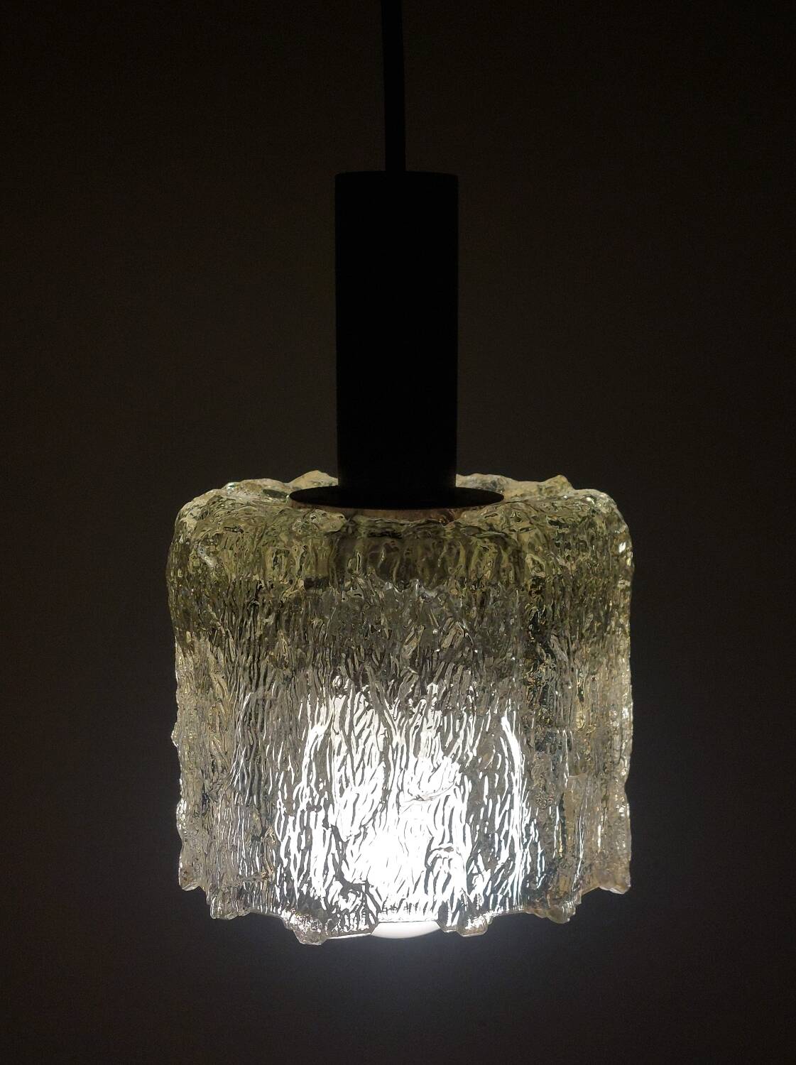 Suspension vintage en verre dépoli, milieu du siècle, années 1970