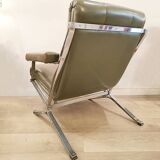 Vintage Metal and Skai Armchair, 1970s