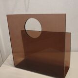 Smoked plexiglass magazine holder 70s.