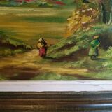 Oil on canvas "ballad in the Breton countryside"