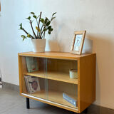 Vintage oak display cabinet from the 1960s.