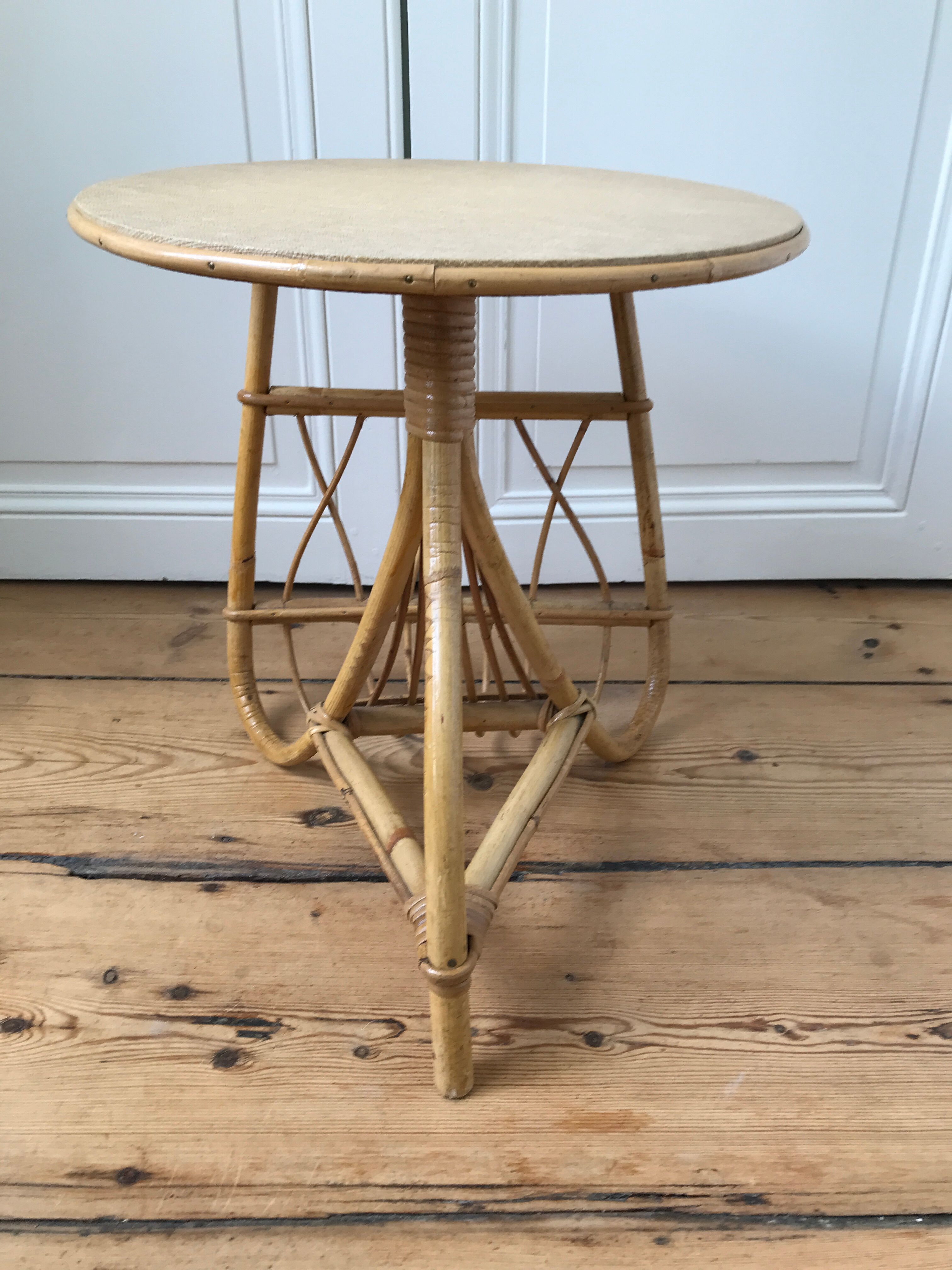 Rattan magazine holder side table