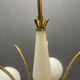 White Opaline Glass & Brass Chandelier, 1960s