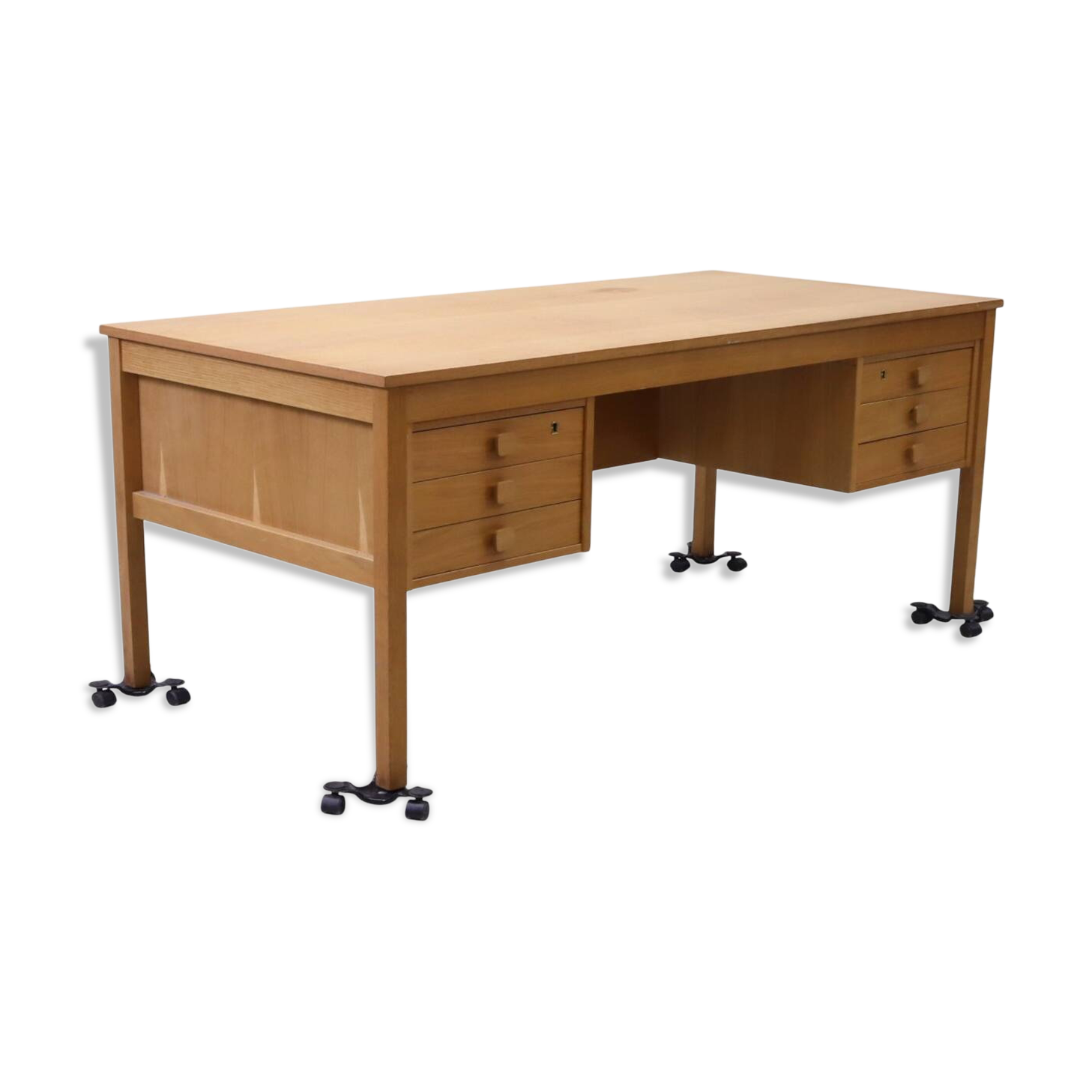 Scandinavian Double-Faced Oak Desk from the 1960s, Sweden