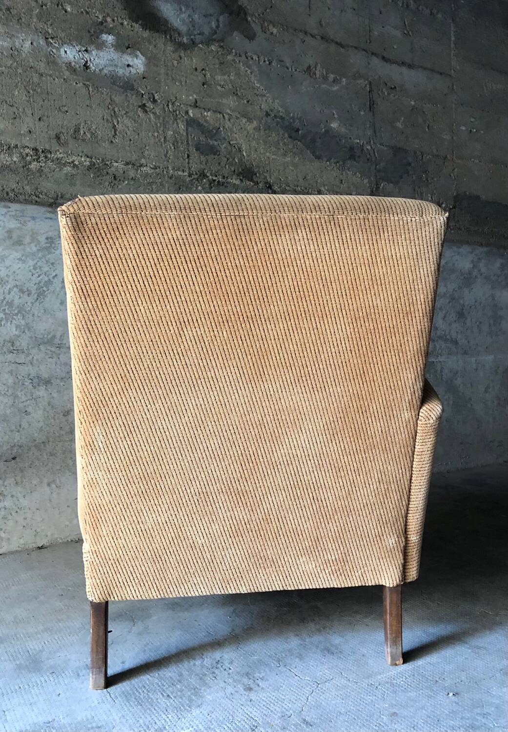 Armchair in wood and beige fabric, France 1940