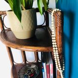 Rattan and bamboo corner shelf