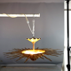 Pendant lamp forming sun golden metal with gold leaf Vintage 50s SB