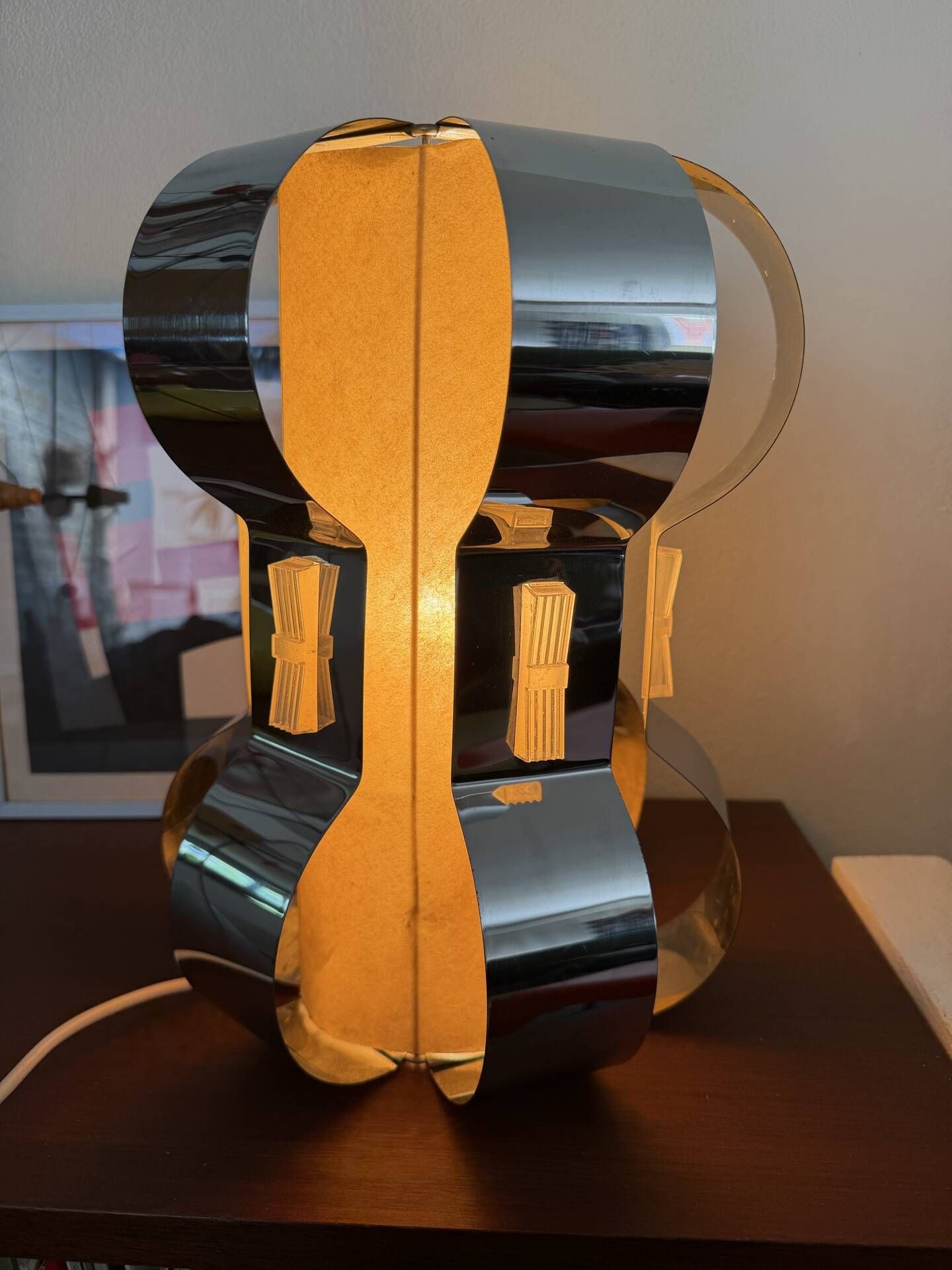 Chrome metal slat lamp, 1970s, psychedelic