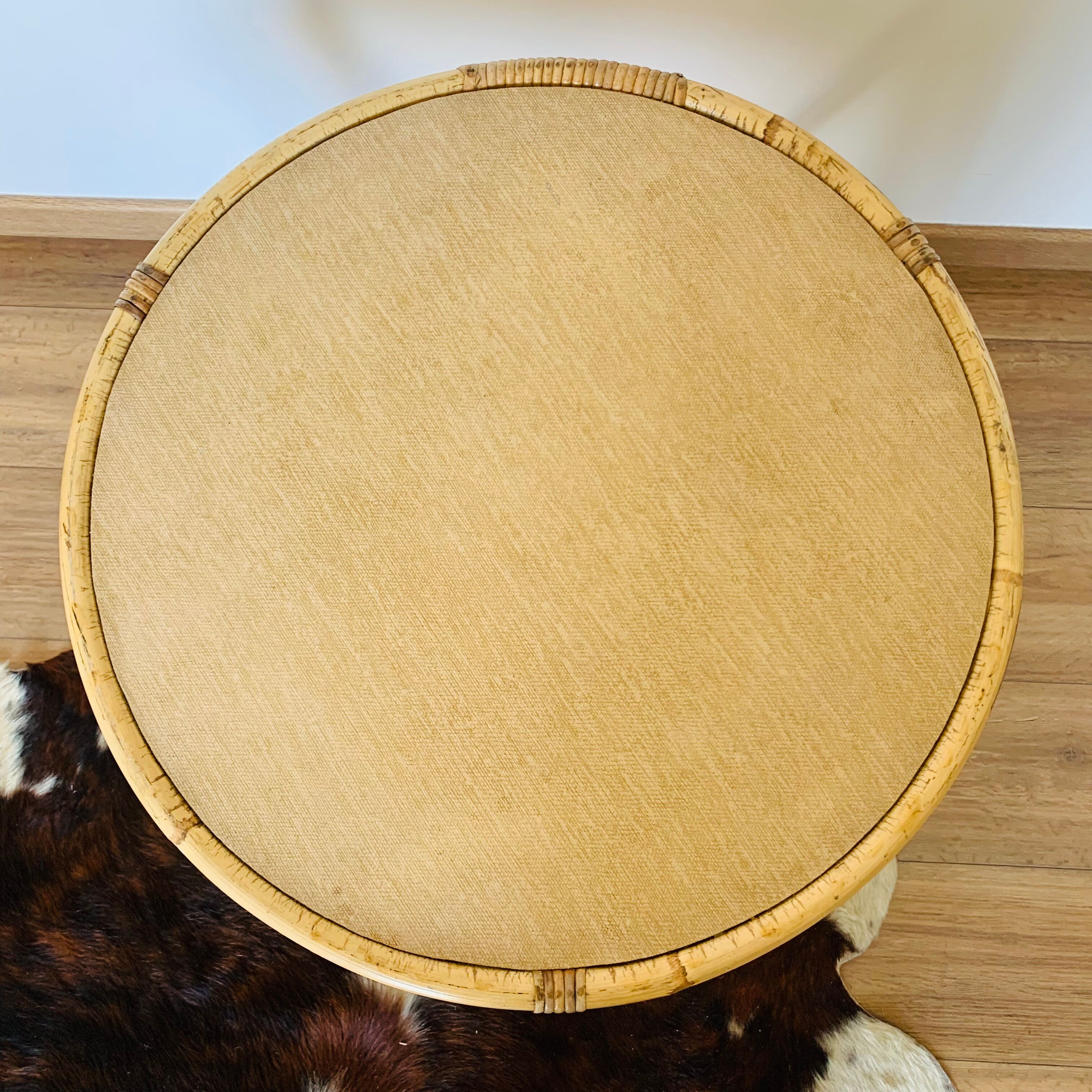 Rattan tripod coffee table