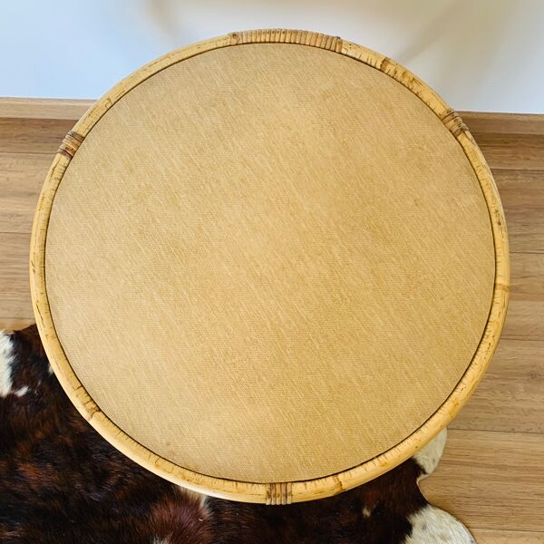 Table basse tripode en rotin