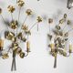 Pair of double flower bouquet sconces in brass 1960