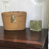 Chinese wicker and brass basket
