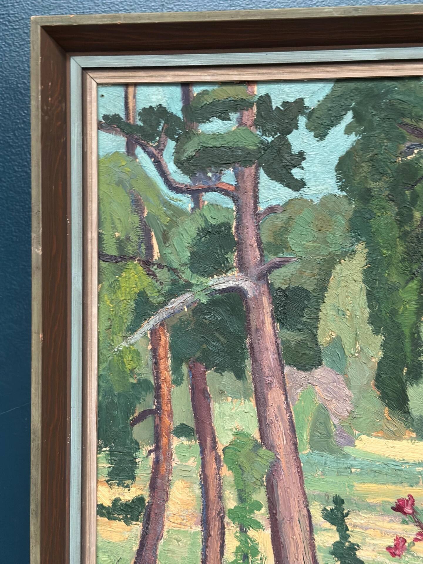 Huile su panneau suédoise – « Forêt » par Bertil Lundgren (1900–1979)