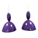 Two purple hanging lamps from Norway Says for Muuto, model Mhy