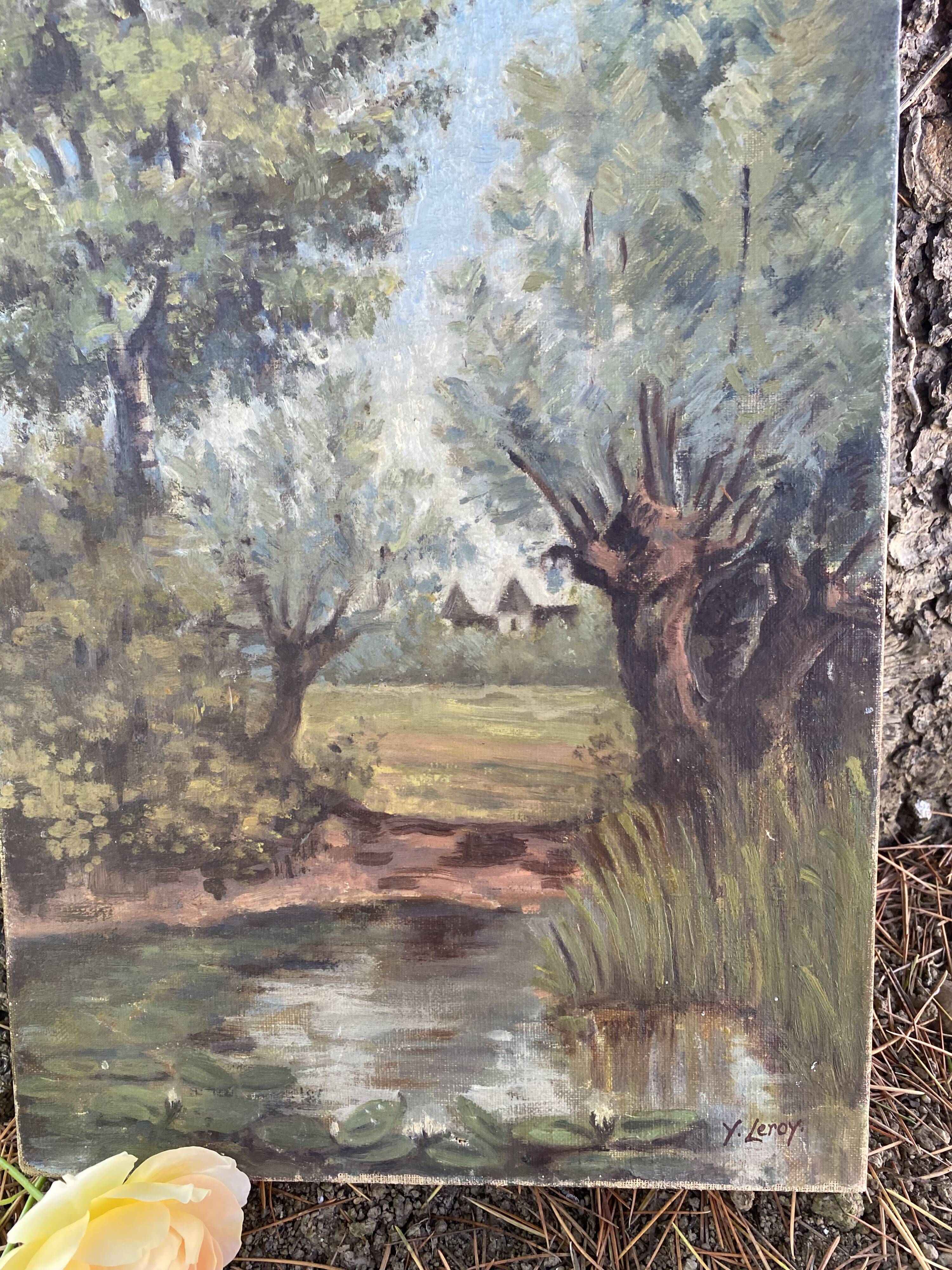 Oil on canvas "Étang Baron"